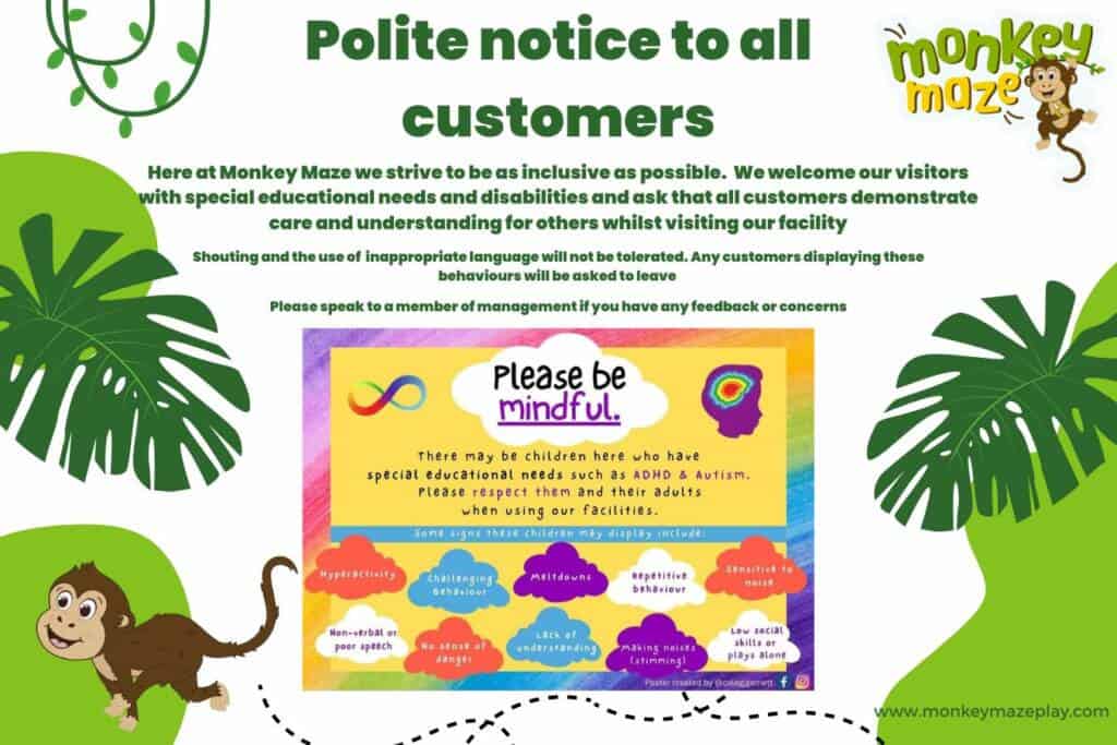 Highly inclusive children's play area at Monkey Maze with educational and sensory-friendly features.